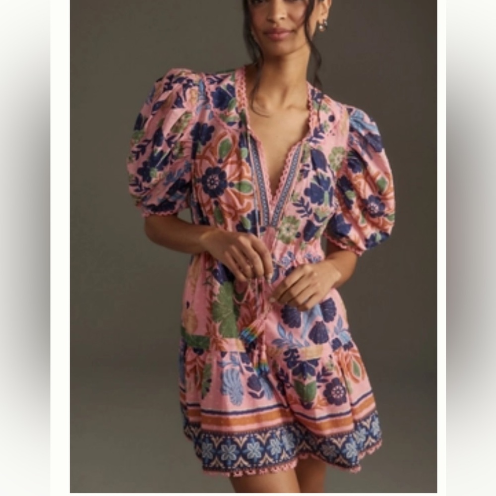 FARM Rio Pink Floral Mini Dress